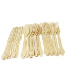 7.75 Inch Wooden Cutlery Set - 100 Pieces of Forks, Knives, and Spoons - Buy Online on GoSupps.com