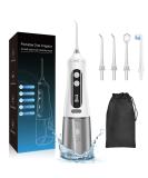 Premium Water Flosser with 350ml Tank & 4 Nozzles - 9 Modes Dental Tools for Plaque & Tartar Removal | Rechargeable Slate Flosser for Home & Travel - M131 White - Buy Online on GoSupps.com
