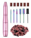 Subay Electric Nail Drill - Portable Nail File Kit for Acrylic & Gel Nails with 6 Bits & 26 Bands - Perfect for Home & Salon Use - Pink - Buy Online on GoSupps.com