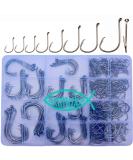 220-Piece Fishing Hooks Set | 2X Strong Circle Hooks for Freshwater & Saltwater Fishing | Offset Octopus Catfish Hooks in Multiple Sizes | BLACK Finish - Buy Online on GoSupps.com