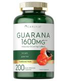 Carlyle Guarana Extract Capsules 1600mg | 200 Count | Non-GMO & Gluten Free | Natural Caffeine Boost - Buy Online on GoSupps.com