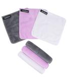 KinHwa Microfibre Flannel Face Cloth Set - 6 Pack Quick Dry Baby Wash & Makeup Remover Cloths - Soft Skin Care Cleansing Towels - 20x20cm - Grey, White, Pink, Purple - 6 Count - Buy Online on GoSupps.com