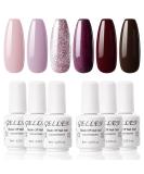 GELLEN Gel Nail Polish Kit - 6 Colors Misty Rose & Midnight Series | Pastel Pink & Wine Tone Gel Manicure Set | Home Nail Art Salon | 0.27 Fl Oz - Buy Online on GoSupps.com