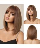 OUFEI Brown Bob Wig with Bangs - Short Synthetic Hair Wig for Women | Perfect for Daily Wear, Parties, and Cosplay - Buy Online on GoSupps.com