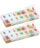 Large Weekly Pill Organizer (2 Pack) - XL AM PM Pill Box with Braille & Glow in the Dark - Easy to Read 7 Day Medication Case for Pills & Supplements - Buy Online on GoSupps.com