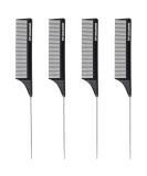 Goodofferplace 4PCS Hair Rat Tail Combs Set - Fine Tooth Metal Hair Pick for Women & Girls - Ideal for Curly Braiding & Styling - Detangling Comb (Black) - Buy Online on GoSupps.com