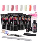 Topdirect 8 Colors Nail Gel Set - 30ml UV Poly Nail Polish with Base Coat Slip Solution Brush & 100 Tips for Perfect Pink Nail Design - International Shipping Available - Buy Online on GoSupps.com