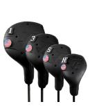 FRANKTECH Golf Club Covers - 4pcs EVA Plastic Headcovers for Driver, Woods, Hybrid - Washable, Easy On/Off - Funny Black Set - Buy Online on GoSupps.com