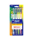 Oral B Criss Cross Family Pack of 4 Medium Toothbrushes Multi-Colour Manual Adult Toothbrushes Buy Online International Shipping Available - Buy Online on GoSupps.com