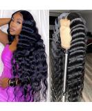 JIETAI Brazilian Loose Deep Wave Human Hair Lace Front Wig 30 inch - Pre Plucked, 180% Density, 13x6x1 Lace Closure - For Black Women - Buy Online on GoSupps.com