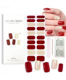 20PCS Semi Cured Gel Nails Gel Nail Stickers - Semi Cured Gel Nails Strips - Semi Cured Gel Nail Wraps - Glossy & Long Lasting Gel Nail Stickers Need UV Light (Wine Red Gold Shiny) - Buy Online on GoSupps.com