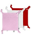 Baby Luxe 5-in-1 Mini Muslin Bib & Toy Holder Set - Baby Pink Burgundy White - 23x23cm - Buy Online on GoSupps.com