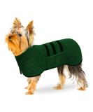BasVII Microfiber Dog Bathrobe | Extra Absorbent Quick Drying Velcro Fastener | Adjustable for Small Medium Large Dogs - Green - Buy Online on GoSupps.com