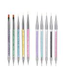 MAGIC ARMOR 10pcs Double Ended Nail Art Brushes with Dotting Tools - Nail Salon Quality Poly Extension Gel Builder Brush Set for DIY Nail Design - Buy Online on GoSupps.com