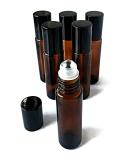 Roller Bottles for Essential Oils - 10ml Amber Glass Bottle with Steel Roller Ball & Black Cap - 6 Pack by Oils For Everything | International Shipping - Buy Online on GoSupps.com
