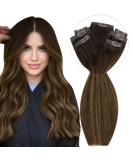Vivien Clip In Extensions - 14 Inch Real Hair Balayage Brown Extensions - 120g PU Clips - #2/8/2 - Buy Online on GoSupps.com