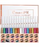 HAOYA 16 Color Liquid Glitter Eyeliner Set for Women - White, Silver, Rose Gold, Pink | Sparkly Eye Makeup | Delineador con Glitter - Colores para Ojos - Buy Online on GoSupps.com