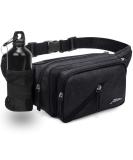 Afreter Waterproof Fanny Pack with Bottle Holder | Adjustable Strap for Outdoor Activities | Black Waist Bag for Men and Women - Buy Online on GoSupps.com