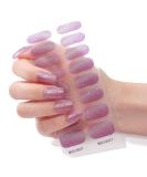 Glitter Pink Semi-Cured Gel Nail Strips - 16Pcs Full Wrap Stickers with Nail File - Waterproof & UV/LED Lamp Required - Buy Online on GoSupps.com