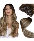Laavoo Ombre Clip-In Hair Extensions - Real Remy Hair 70cm Dark Brown Balayage 5 Pieces Lightweight & Easy to Use - Buy Online on GoSupps.com