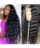 24 Inch Brazilian Virgin Loose Wave Lace Front Wig | Pre Plucked 13x4 HD Lace Frontal Wig for Black Women - 180% Density - Buy Online on GoSupps.com