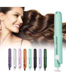 Travel Curling Iron 1 Inch Mini | 2-in-1 Ceramic Wand & Flat Iron | Fast Heat-Up | Travel Size Curler for All Hair Types - Mint Green - Buy Online on GoSupps.com