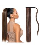 Jjstar 70 cm Smooth Ponytail Hair Extensions - Synthetic Braid for Women & Girls - Dark Brown & Golden - Buy Online on GoSupps.com