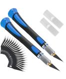 FOSHIO Precision Craft Knife Set - 2 Pack with 20 Replacement Blades, Non-Slip Handle, Protective Cover - for Art, Craft, Scrapbooking - Blue - Buy Online on GoSupps.com