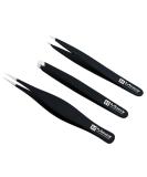 MACS Tweezers Set for Precision Eyebrow and Facial Hair Removal - Stainless Steel (3 PCs Black) - Buy Online on GoSupps.com