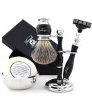 Haryali London Men's 5 Pc Shaving Set with Razor, Brush, Soap, Bowl & Stand - Black Color - Perfect Gift - Buy Online on GoSupps.com