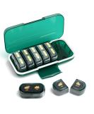 Weekly Pill Organizer - 2x Daily Moisture-Proof Travel-Ready AM PM Pill Box with Detachable Compartments - Dark Green - Buy Online on GoSupps.com