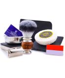 Haryali London Razor Set | Vegan Shaving Brush Soap & Bowl | 6 Wet Razors for Men & Women | Includes Blades & Leather Case - Buy Online on GoSupps.com
