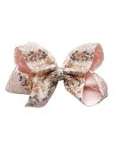 5-Inch Handmade Shiny Glitter Ribbon Hair Bow | Rose Gold Sparkle Sequins Hair Accessory for Girls - Buy Online on GoSupps.com