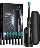 Electric Toothbrush for Adults with Travel Case | 40 000 VPM 8 Brush Heads 5 Modes - Black - Buy Online on GoSupps.com