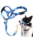 Shop No Pull Dog Halters - Gentle Head Halter for Small Medium & Large Dogs - Blue/White Printed Design - Easy Leash Control - Buy Online on GoSupps.com