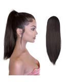FESHFEN 16 Straight Drawstring Ponytail Extension Medium Brown - Pack of 1 | Natural Synthetic Long Ponytail Hairpiece for Women and Girls - Buy Online on GoSupps.com