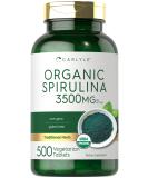Carlyle Organic Spirulina Tablets 3500mg - 500 Count | Non-GMO & Gluten Free - Buy Online on GoSupps.com
