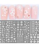 White Flower Nail Art Decal Stickers for Women & Girls - Pack of 6 Self-Adhesive Floret Nail Stickers for Fingernail Designs and Decoration - Buy Online on GoSupps.com