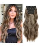 Buy Affordable Clip-In Hair Extensions: Brown & Blonde 50cm Long Wavy Double Weft - Realistic Synthetic for Women - Buy Online on GoSupps.com