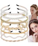 BOYIVI 7 PCS Gold Metal Headbands for Women Girls - Pearl Hairbands with Leaf Decor - Bridal Wedding Hair Accessories - Buy Online on GoSupps.com