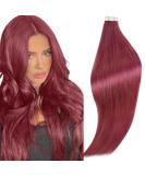 RUNATURE Colored Burgundy Tape in Hair Extensions 22 Inch 25g - Red Human Hair - Buy Online on GoSupps.com
