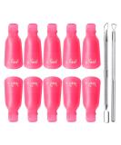 Qufiiry 10 Pcs Nail Soak Off Clips - Pink Nail Polish Remover for Finger UV Gel Polish Removal | Includes 2 Cuticle Pushers - Buy Online on GoSupps.com