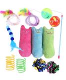 12 Pcs Cat Toys for Indoor Cats Kitten Plush Catnip Toy Cat Teeth Cleaning Toys Interactive Cat Feather Teaser Wand Spring Toy 12Pcs - Buy Online on GoSupps.com