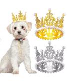 BIPY 2Pcs Dog Crown Pet Birthday Hats Cat Tiara Crown Headpiece Gold Silver Princess Rhinestone Faux Pearl Birthday Cake Topper for Medium Large Puppy Cats Doggies Party Wedding Hair Accessories - Buy Online on GoSupps.com