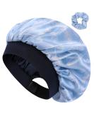 Leaf Pattern Silk Satin Sleep Cap for Curly Hair - Adjustable Double Layer Bonnet for Women - Buy Online on GoSupps.com