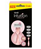 Wilkinson Sword Intuition Complete Razor - 5 Blade Value Pack for Women - Suitable for Sensitive Areas - Black - 1 Razor + 4 Charging Heads Included - Buy Online on GoSupps.com
