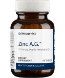 Metagenics Zinc AG 20 mg Highly Absorbable GI Friendly Zinc Supplement - 60 Tablets (Unflavored) - Buy Online on GoSupps.com