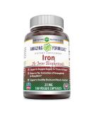 Amazing Formulas Iron Bisglycinate 25mg Veggie Capsules - 180 Count - Non-GMO & Gluten-Free - Supports Oxygen Supply - Promotes Hemoglobin Formation - Buy Online on GoSupps.com