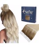 FSHINE Real Hair Extensions - 55cm Invisible Tape-In - Dark Brown to Ash Blonde Balayage - 50g 20 Pieces - Straight Hair #3/8/613 - Buy Online on GoSupps.com