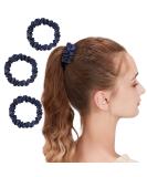 Shop Olesilk 3-Set 100% Silk Hair Ties - Navy Blue Scrunchies & Elastic Bands for Luxurious Hair Care - Buy Online on GoSupps.com